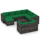 -Delige Loungeset Met Kussens Grijs Geïmpregneerd Hout Groen en rood