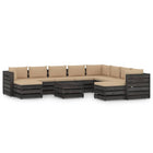 -Delige Loungeset Met Kussens Geïmpregneerd Hout Beige en grijs