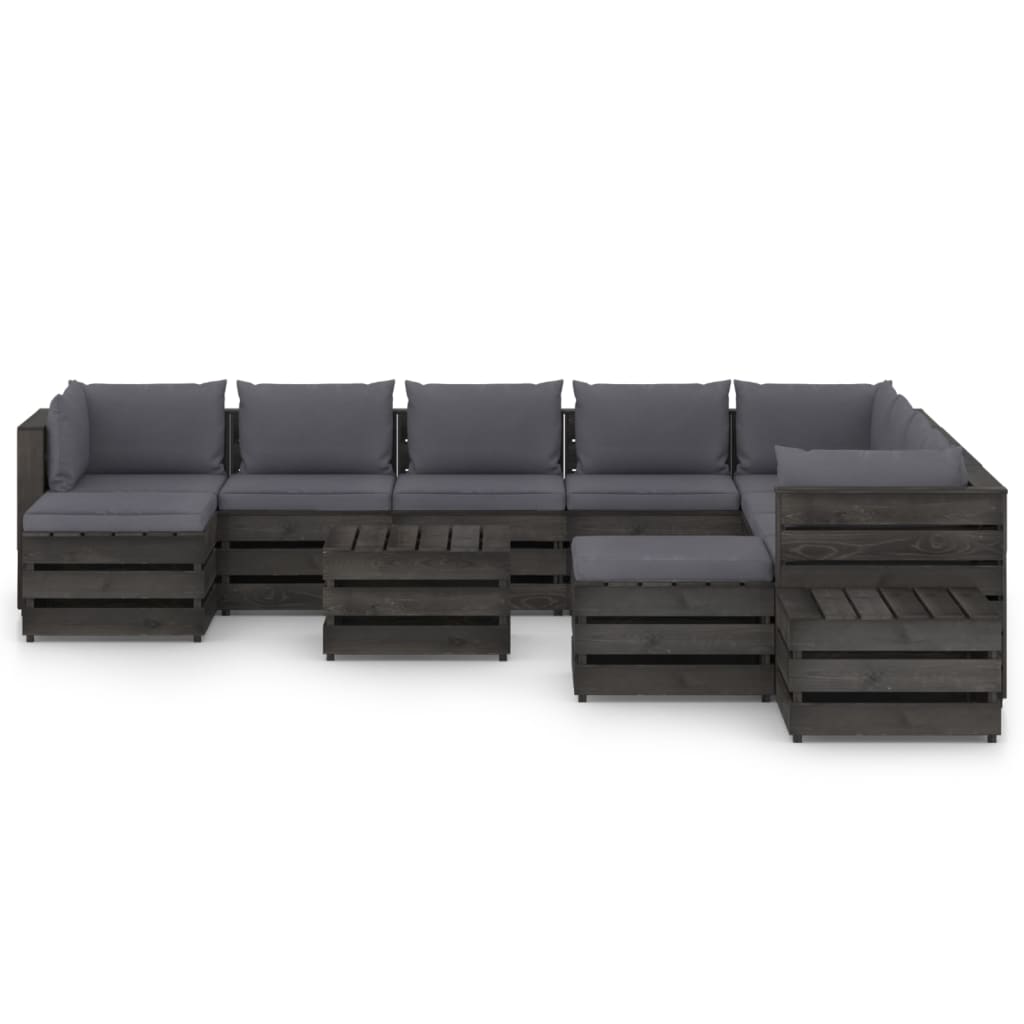 -Delige Loungeset Met Kussens Geïmpregneerd Hout Antraciet en grijs