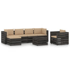 -Delige Loungeset Met Kussens Geïmpregneerd Hout Beige en grijs