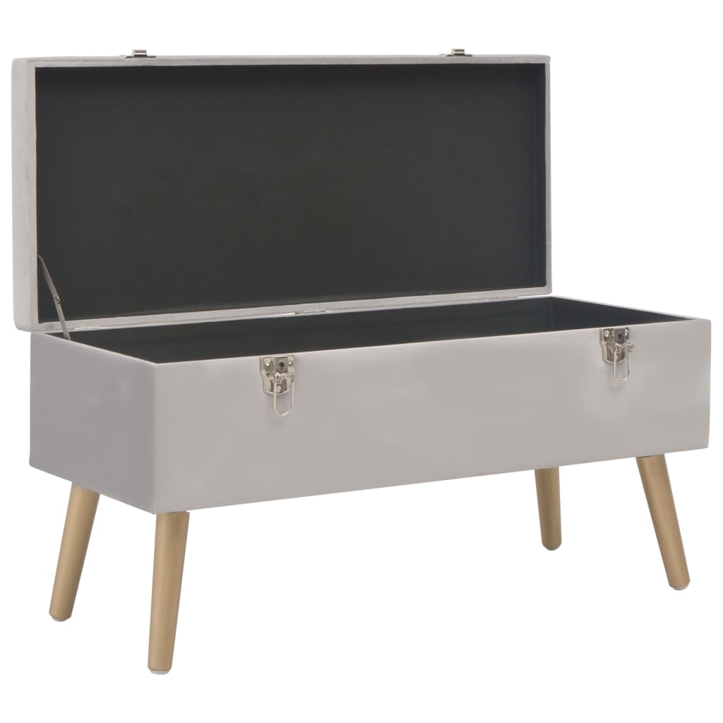 Bankje Met Opbergvak 80 Cm Fluweel Grijs