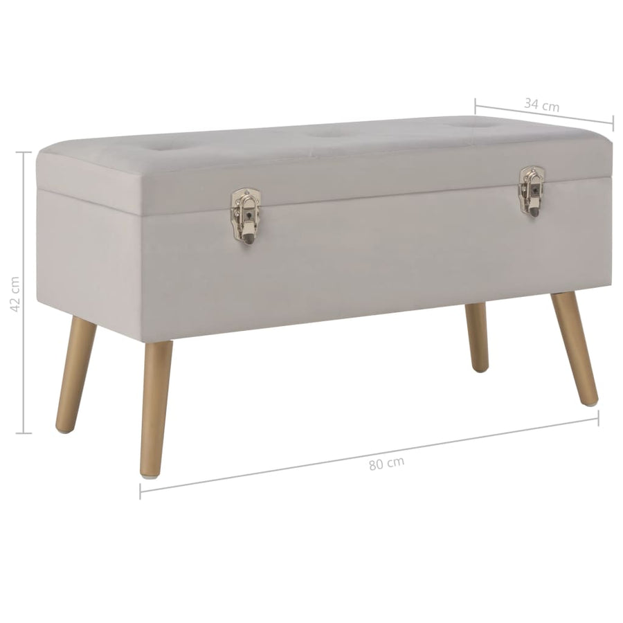 Bankje Met Opbergvak 80 Cm Fluweel Grijs