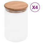 Opbergpotten glas 800 ml bamboe deksel 4 stuks