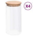 Opbergpot glas 1200 ml met bamboe deksel 4 stuks