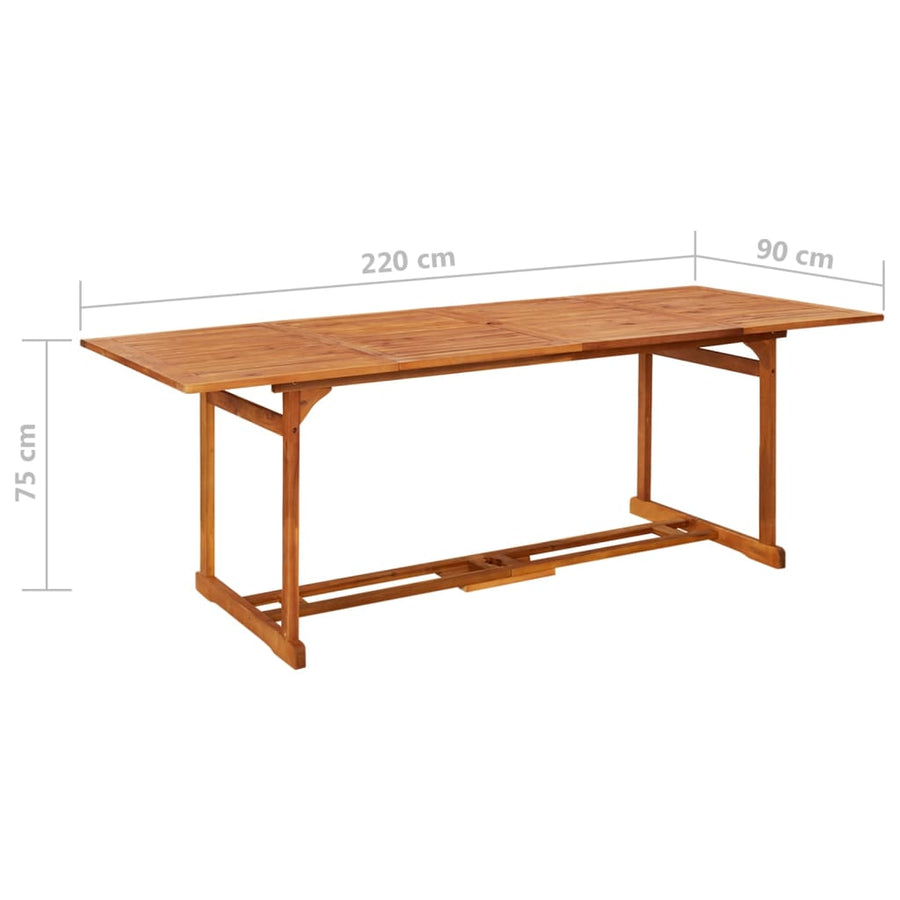 Tuintafel Massief Acaciahout 220 x 90 x 75 cm