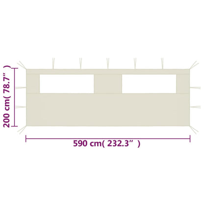 Prieelzijwand Met Ramen Kleurig 6 x 2 m Crème
