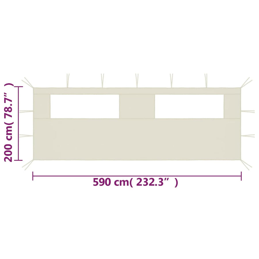 Prieelzijwand Met Ramen Kleurig 6 x 2 m Crème