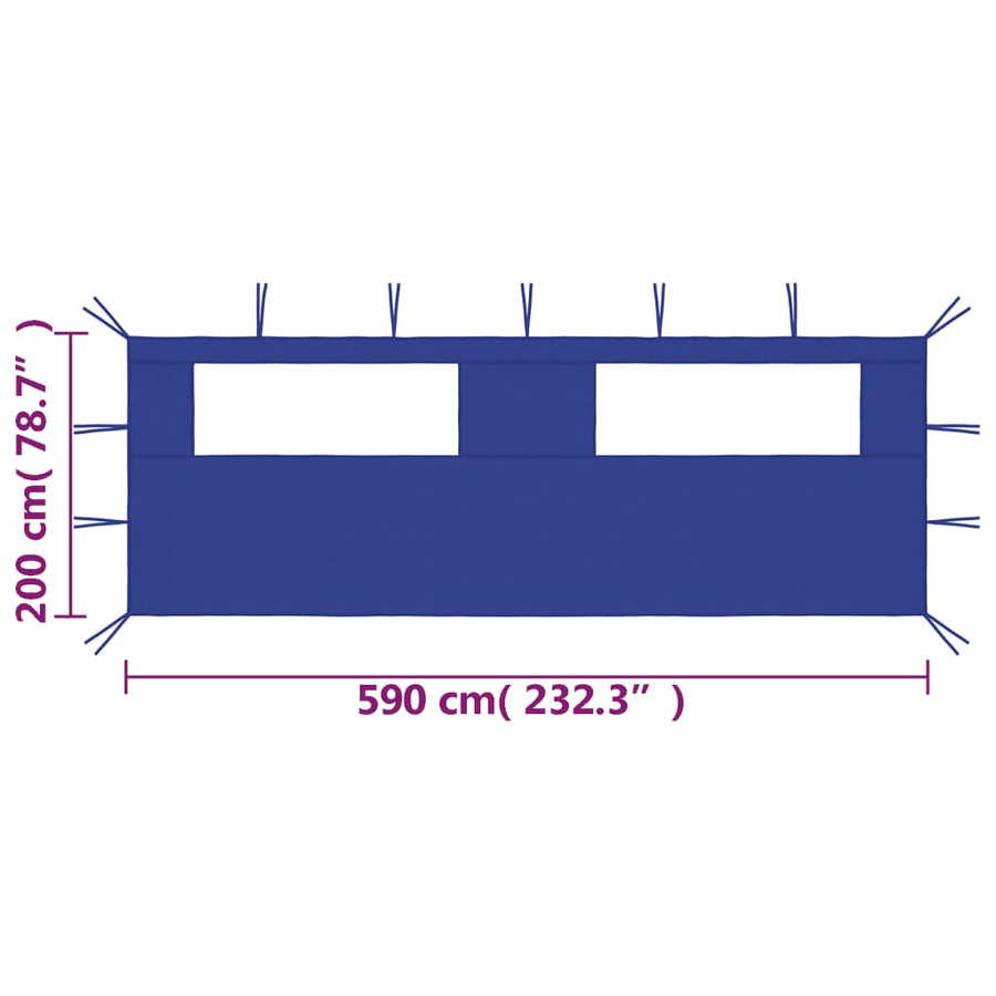 Prieelzijwand Met Ramen 6 x 2 m Blauw