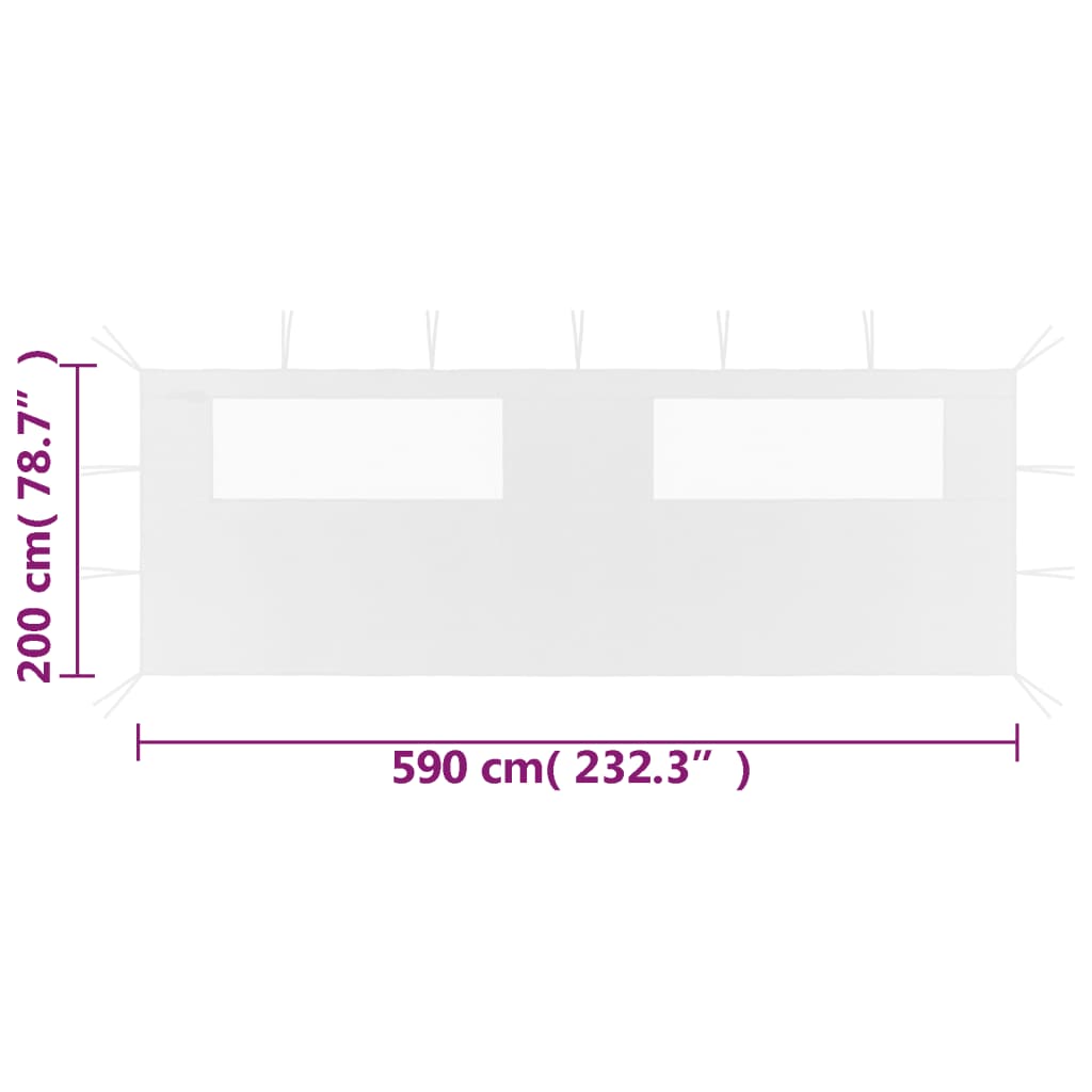 Prieelzijwand Met Ramen 6 x 2 m Wit
