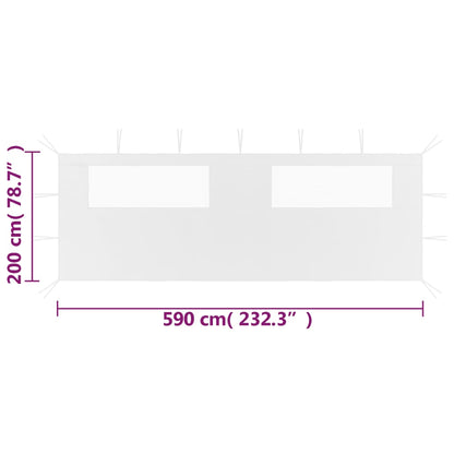 Prieelzijwand Met Ramen 6 x 2 m Wit