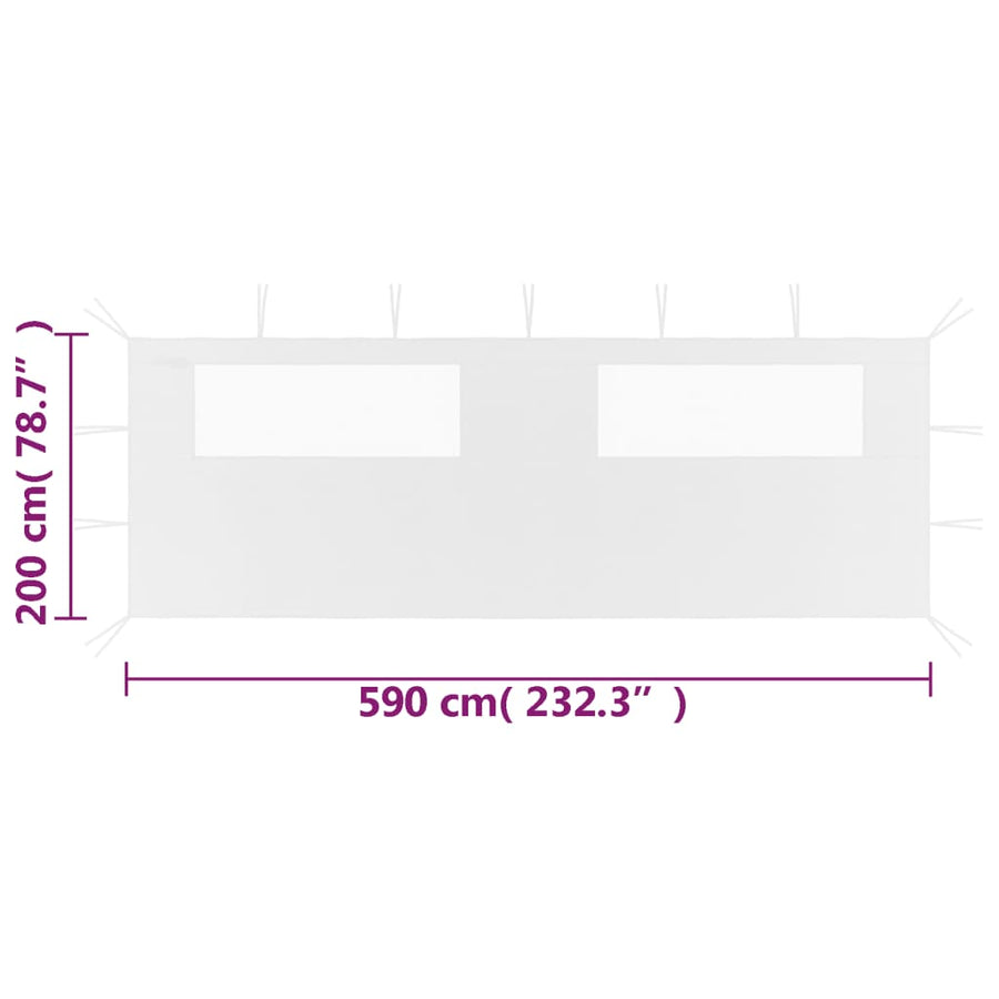 Prieelzijwand Met Ramen 6 x 2 m Wit