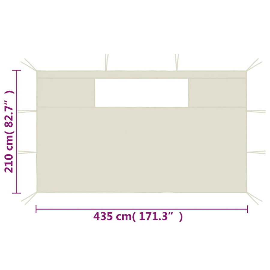 Prieelzijwanden Met Ramen 2 St Kleurig 4.35 x 2.1 m Crème