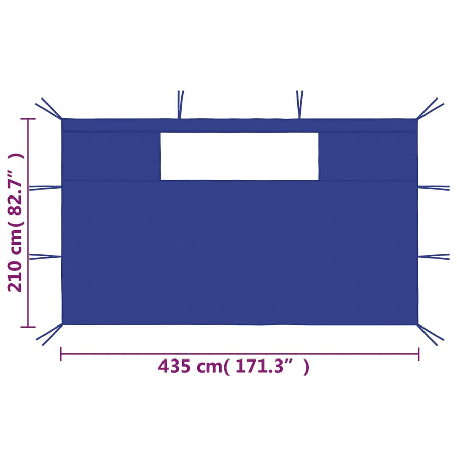 Prieelzijwanden Met Ramen 2 St 4.35 x 2.1 m Blauw