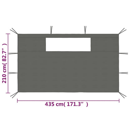 Prieelzijwanden Met Ramen 2 St Kleurig 4.35 x 2.1 m Antraciet