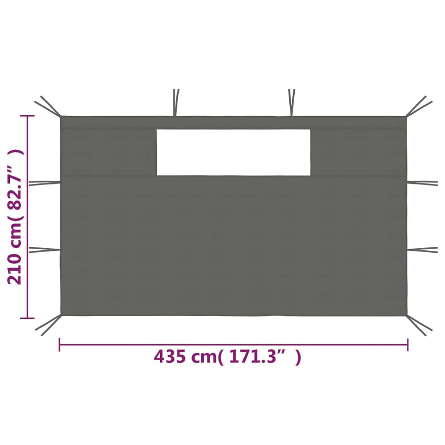 Prieelzijwanden Met Ramen 2 St Kleurig 4.35 x 2.1 m Antraciet