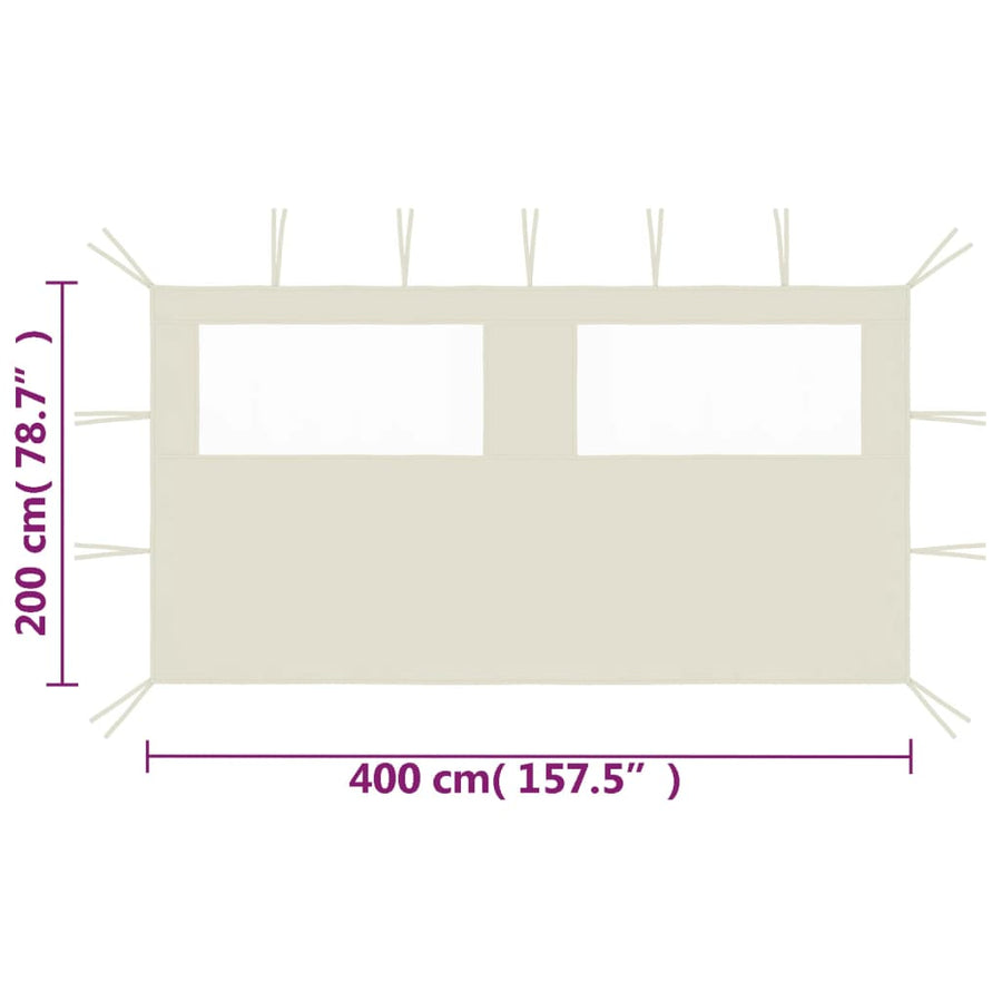Prieelzijwand Met Ramen Kleurig 4 x 2 m Crème