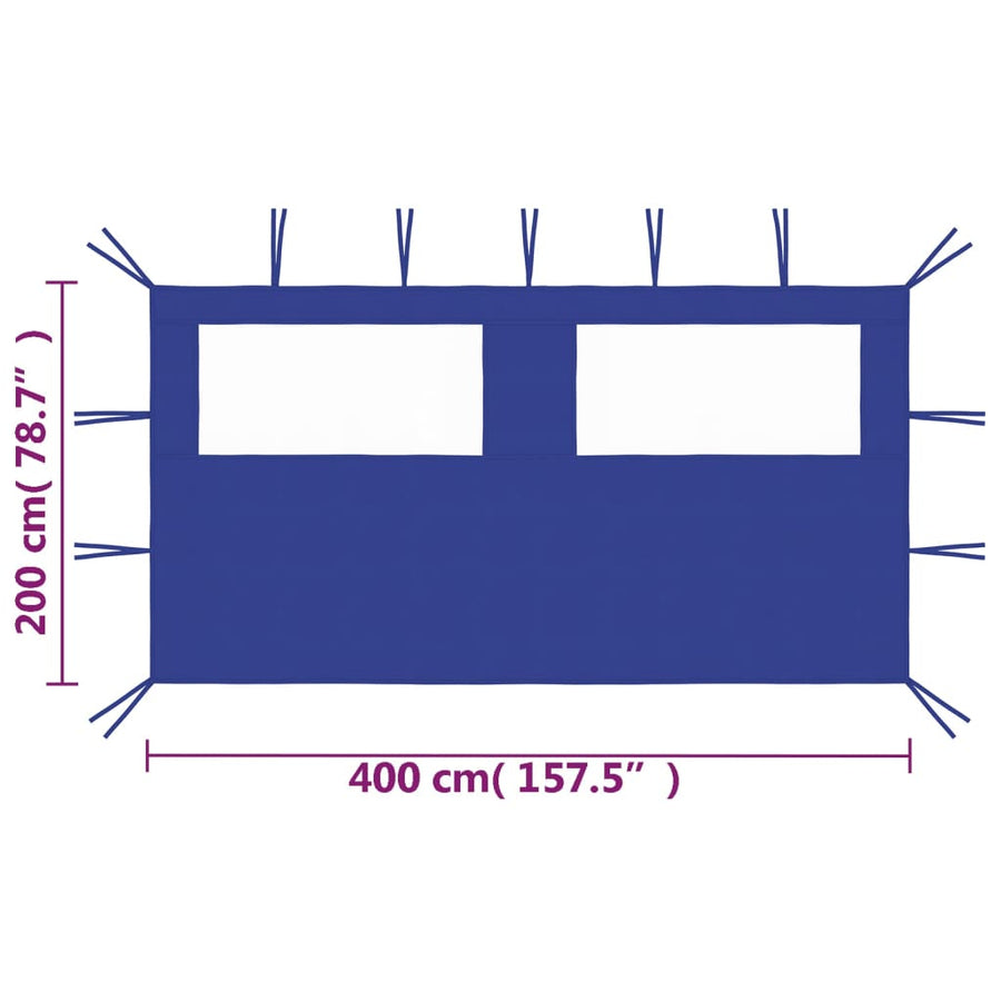 Prieelzijwand Met Ramen 4 x 2 m Blauw