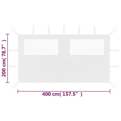 Prieelzijwand Met Ramen 4 x 2 m Wit