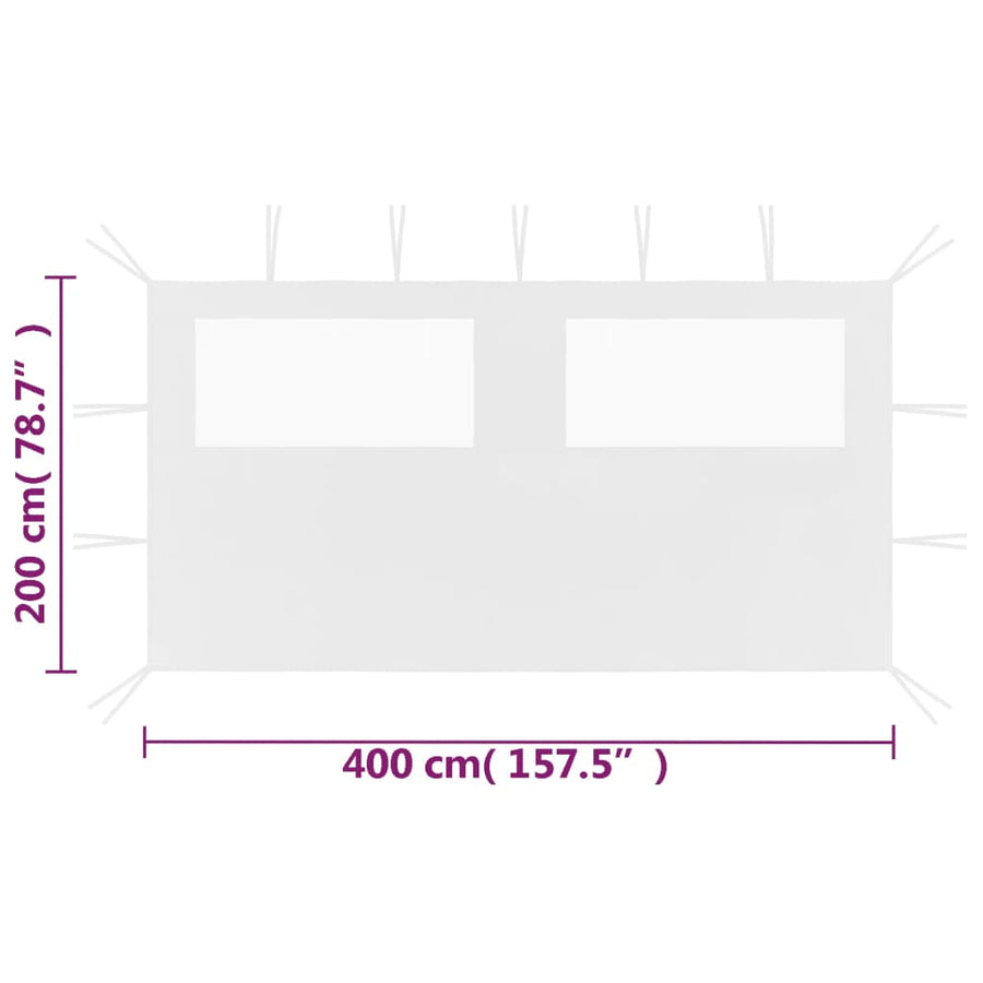 Prieelzijwand Met Ramen 4 x 2 m Wit