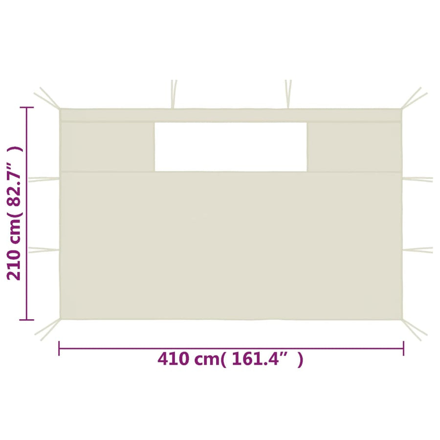 Prieelzijwanden Met Ramen 2 St Kleurig 4.1 x 2.1 m Crème