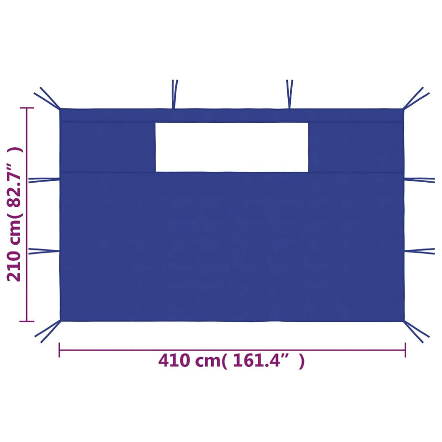 Prieelzijwanden Met Ramen 2 St 4.1 x 2.1 m Blauw