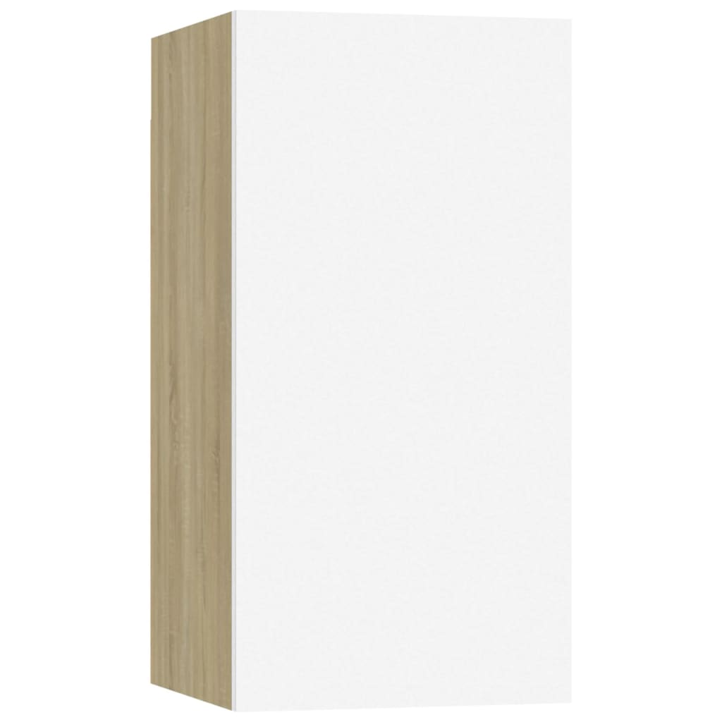 Tv-meubel 30,5x30x60 cm spaanplaat wit en sonoma eikenkleurig 1 30.5 x 30 x 60 cm Wit en sonoma eiken