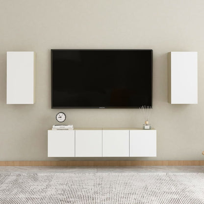 Tv-meubel 30,5x30x60 cm spaanplaat wit en sonoma eikenkleurig 1 30.5 x 30 x 60 cm Wit en sonoma eiken