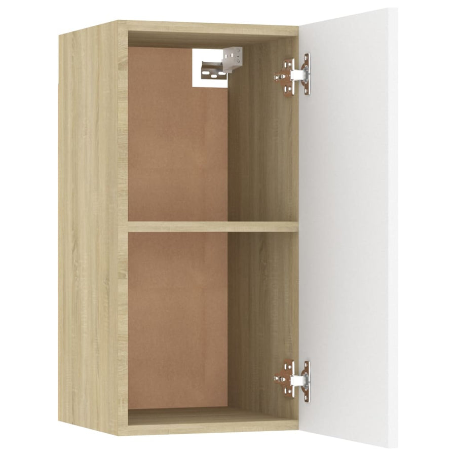 Tv-meubel 30,5x30x60 cm spaanplaat wit en sonoma eikenkleurig 1 30.5 x 30 x 60 cm Wit en sonoma eiken