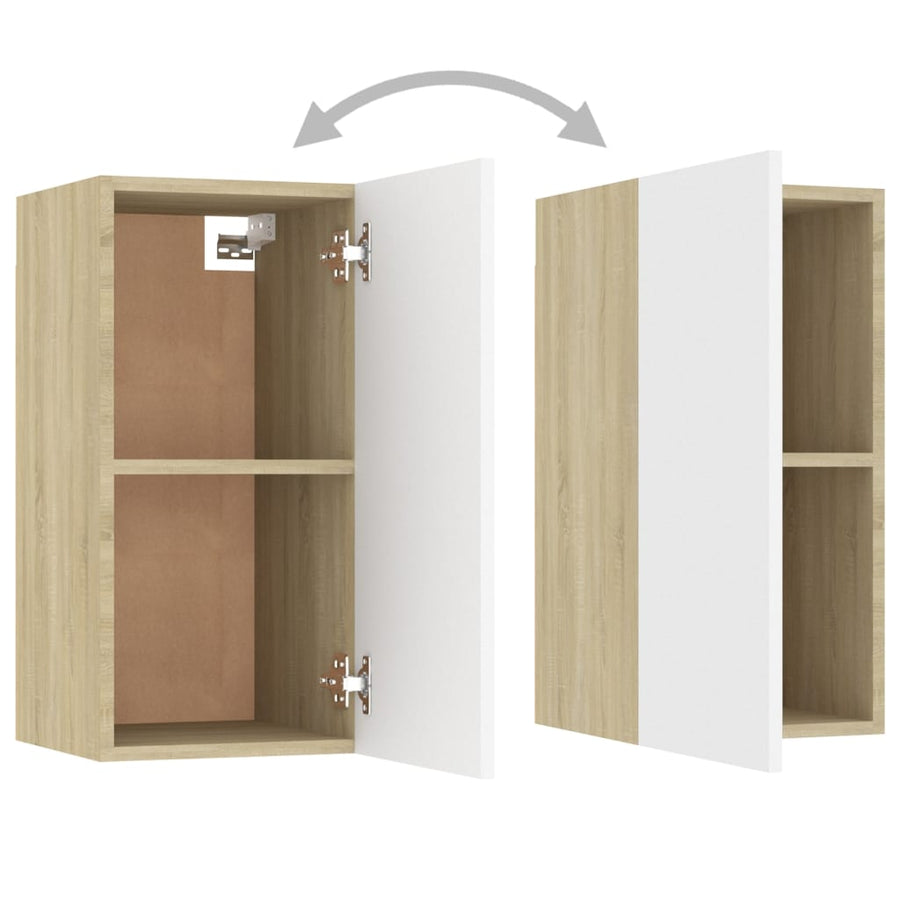 Tv-meubel 30,5x30x60 cm spaanplaat wit en sonoma eikenkleurig 1 30.5 x 30 x 60 cm Wit en sonoma eiken