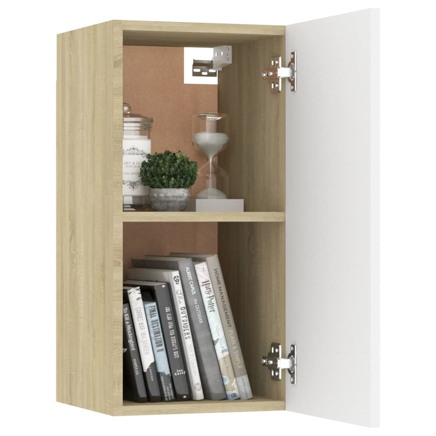 Tv-meubel 30,5x30x60 cm spaanplaat wit en sonoma eikenkleurig 1 30.5 x 30 x 60 cm Wit en sonoma eiken