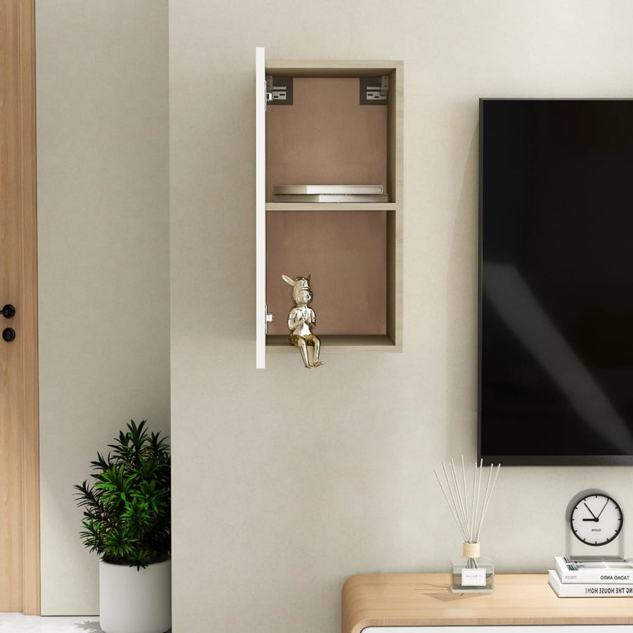 Tv-meubel 30,5x30x60 cm spaanplaat wit en sonoma eikenkleurig 1 30.5 x 30 x 60 cm Wit en sonoma eiken