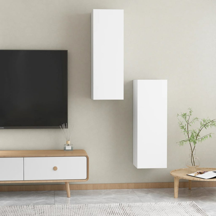 Tv-meubelen 2 st 30,5x30x90 cm spaanplaat wit 2 30.5 x 30 x 90 cm Wit