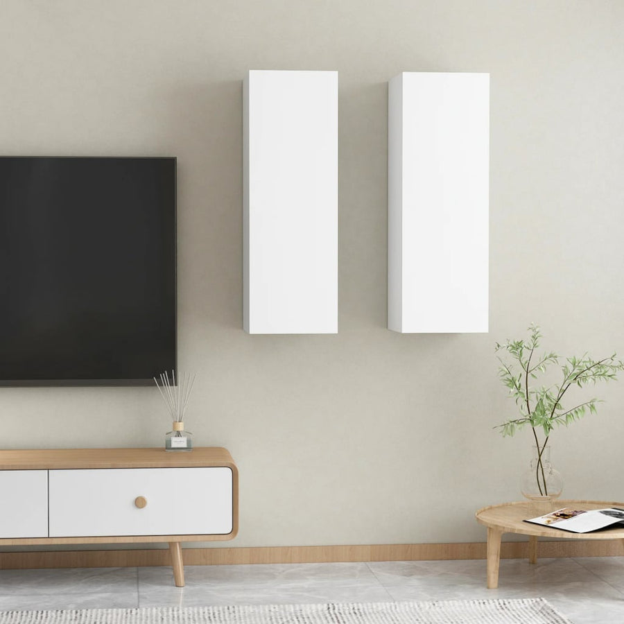 Tv-meubelen 2 st 30,5x30x90 cm spaanplaat wit 2 30.5 x 30 x 90 cm Wit