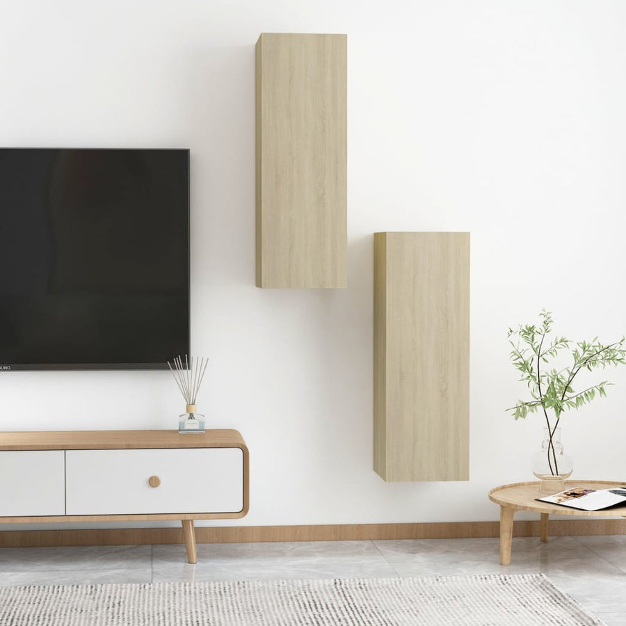 Tv-Meubels 2 St 30,5X30X90 Cm Bewerkt Hout Sonoma Eikenkleurig