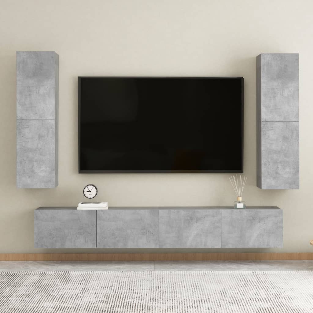 Tv-Meubel 30,5X30X0 Cm Spaanplaat 1 30.5 x 30 x 110 cm Betongrijs