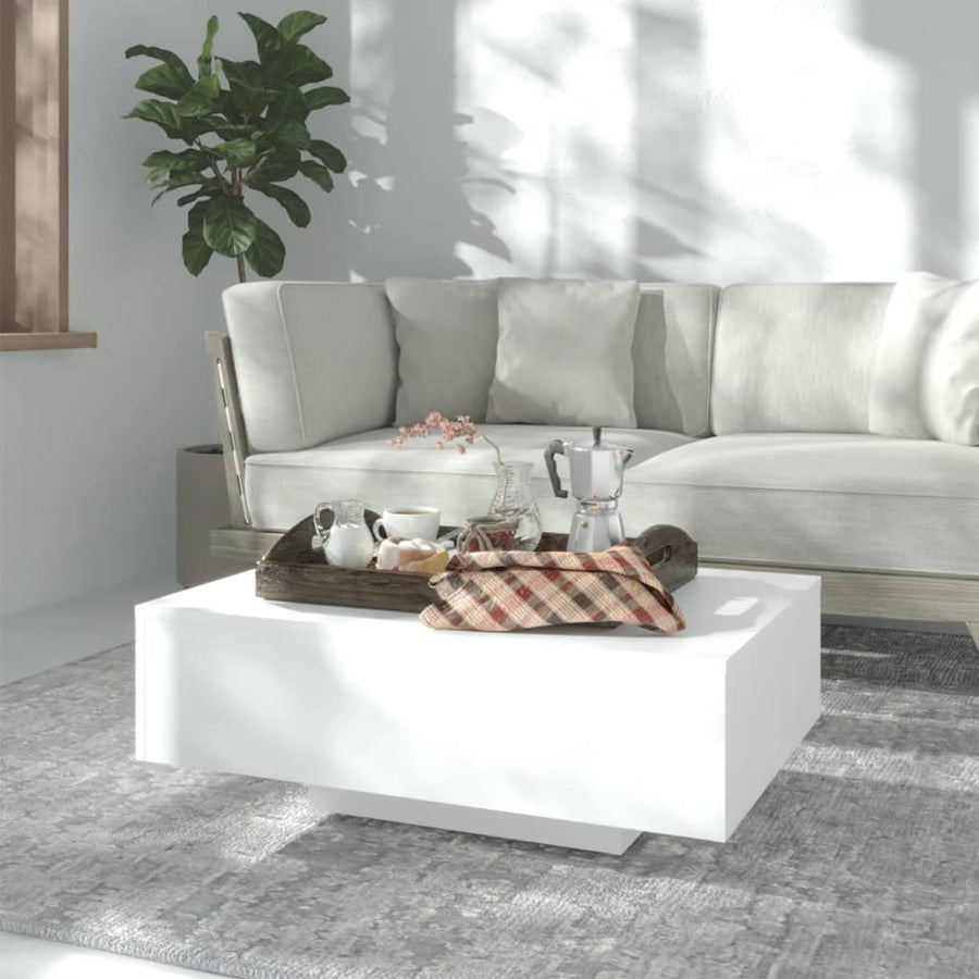 Salontafel 85x55x31 cm bewerkt hout wit 85 x 55 x 31 cm Wit