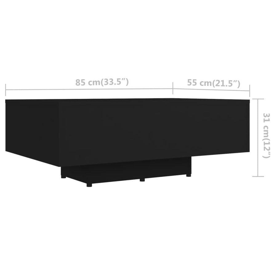 Salontafel 85x55x31 cm spaanplaat zwart 85 x 55 x 31 cm Zwart