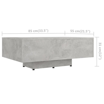 Salontafel 85x55x31 cm spaanplaat betongrijs 85 x 55 x 31 cm Betongrijs