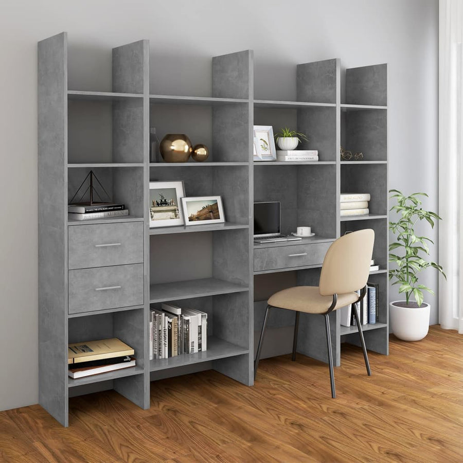 Boekenkast 40X35X80 Cm Spaanplaat Betongrijs