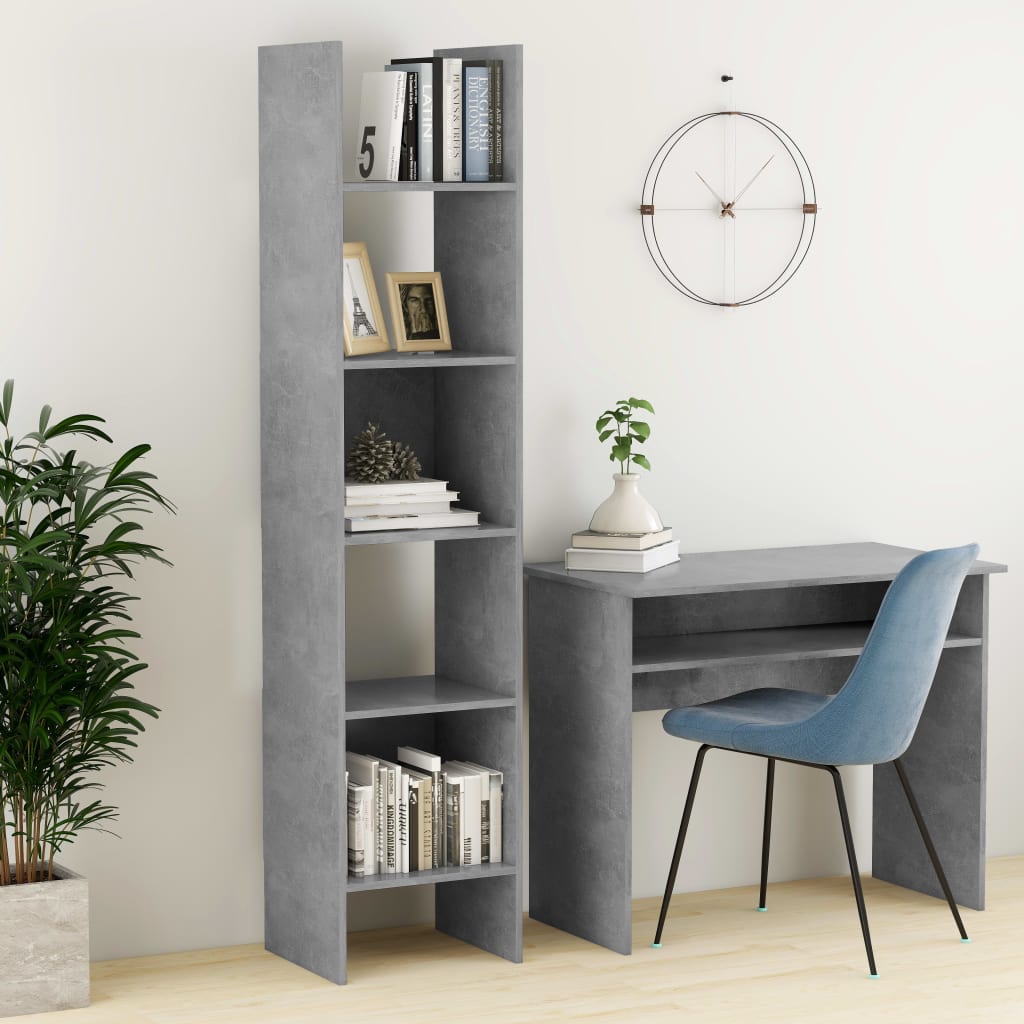 Boekenkast 40X35X80 Cm Spaanplaat Betongrijs