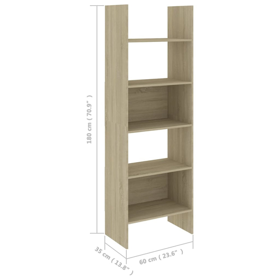 Boekenkast 60X35X80 Cm Spaanplaat Kleurig Sonoma eiken