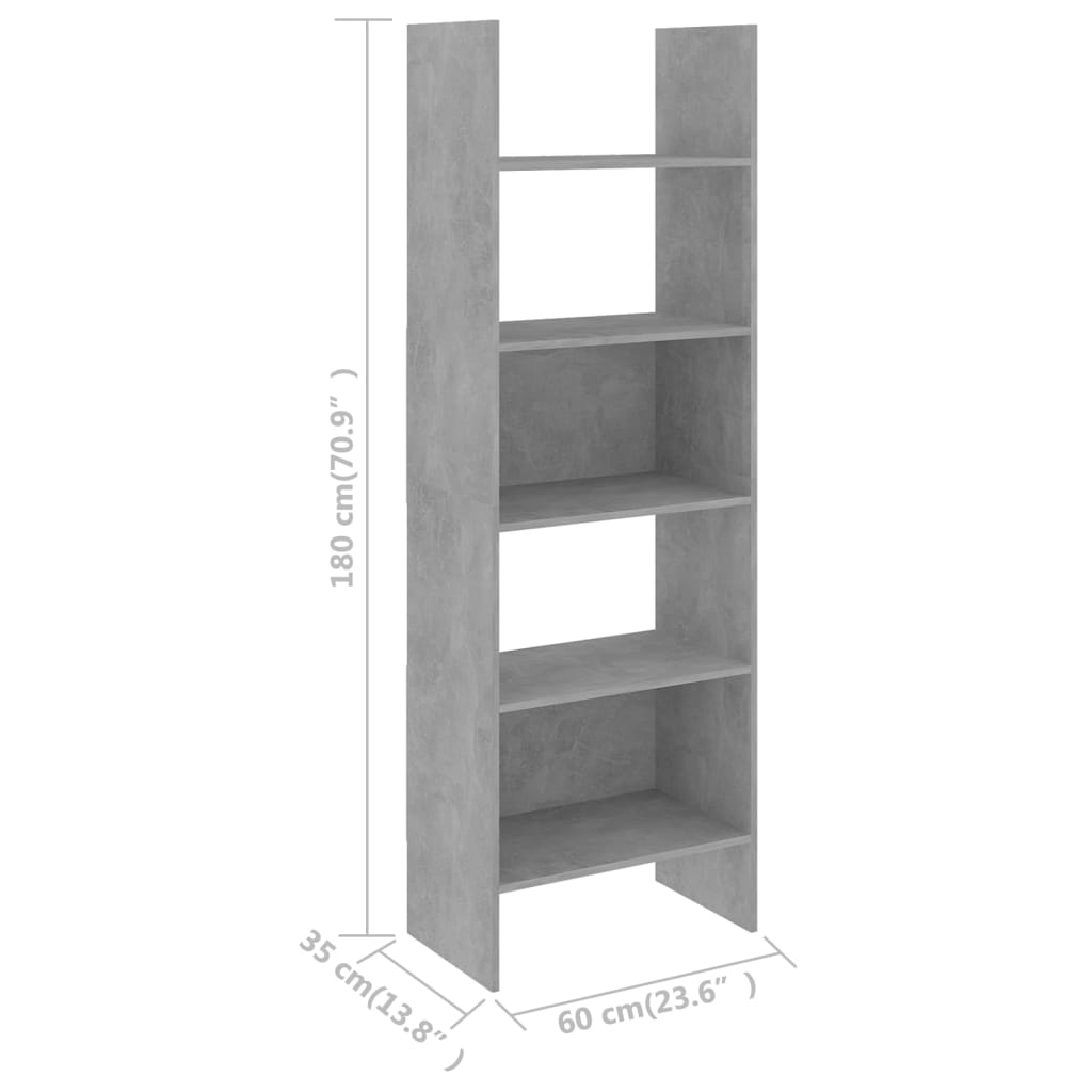 Boekenkast 60X35X80 Cm Spaanplaat Betongrijs