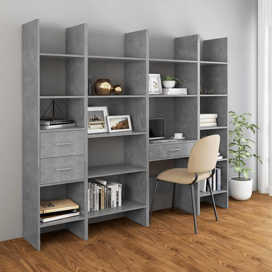 Boekenkast 40X35X180 Cm Bewerkt Hout Betongrijs