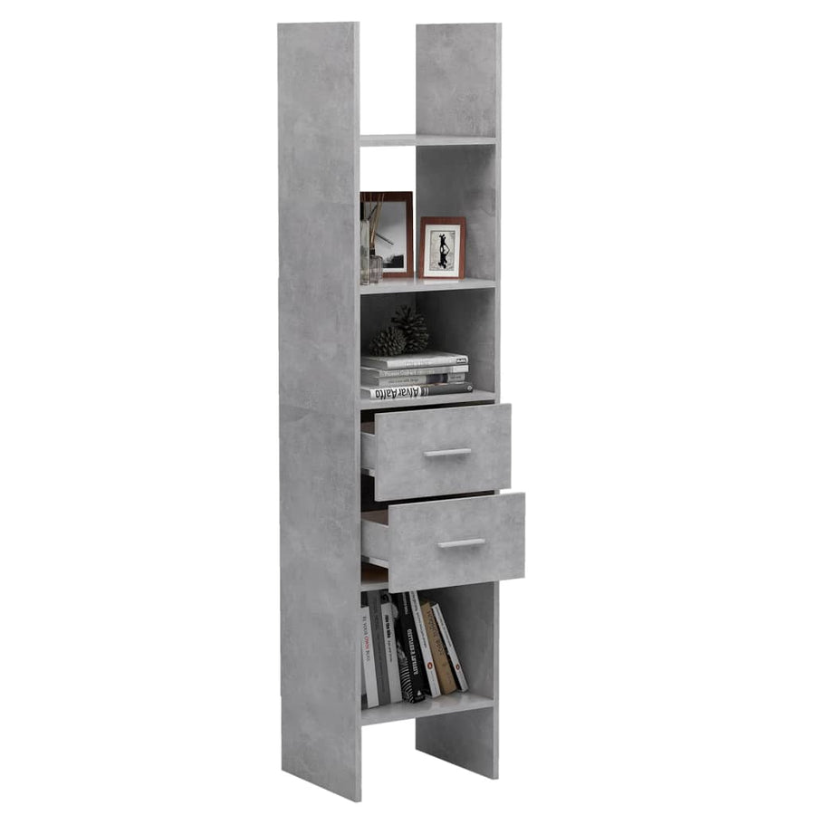 Boekenkast 40X35X180 Cm Bewerkt Hout Betongrijs
