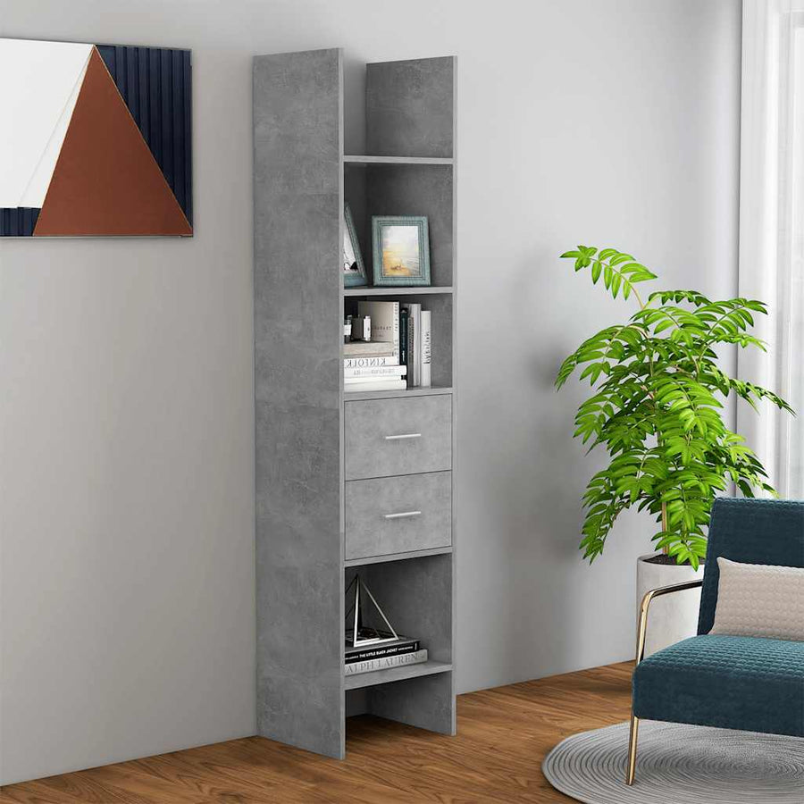 Boekenkast 40X35X180 Cm Bewerkt Hout Betongrijs