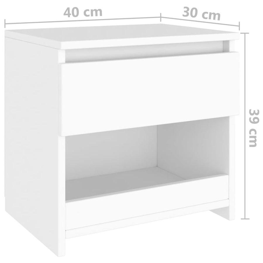 Nachtkastjes 40X30X39 Cm Bewerkt Hout 2 Wit