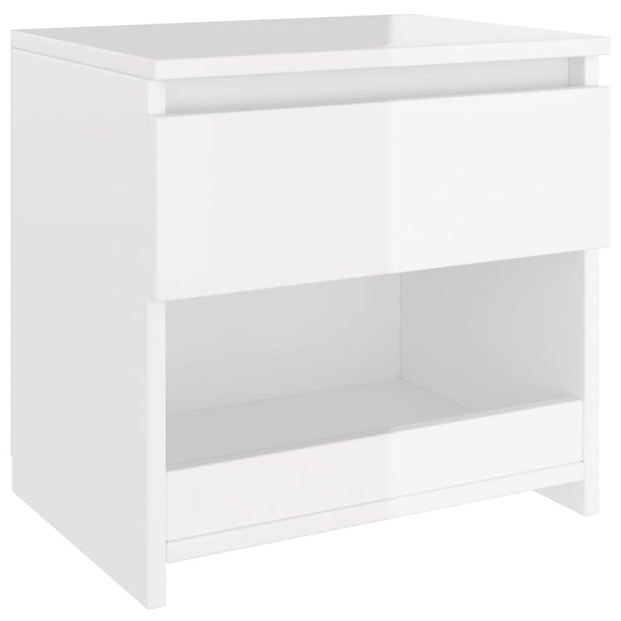 Nachtkastje 40X30X39 Cm Spaanplaat 1 Hoogglans wit