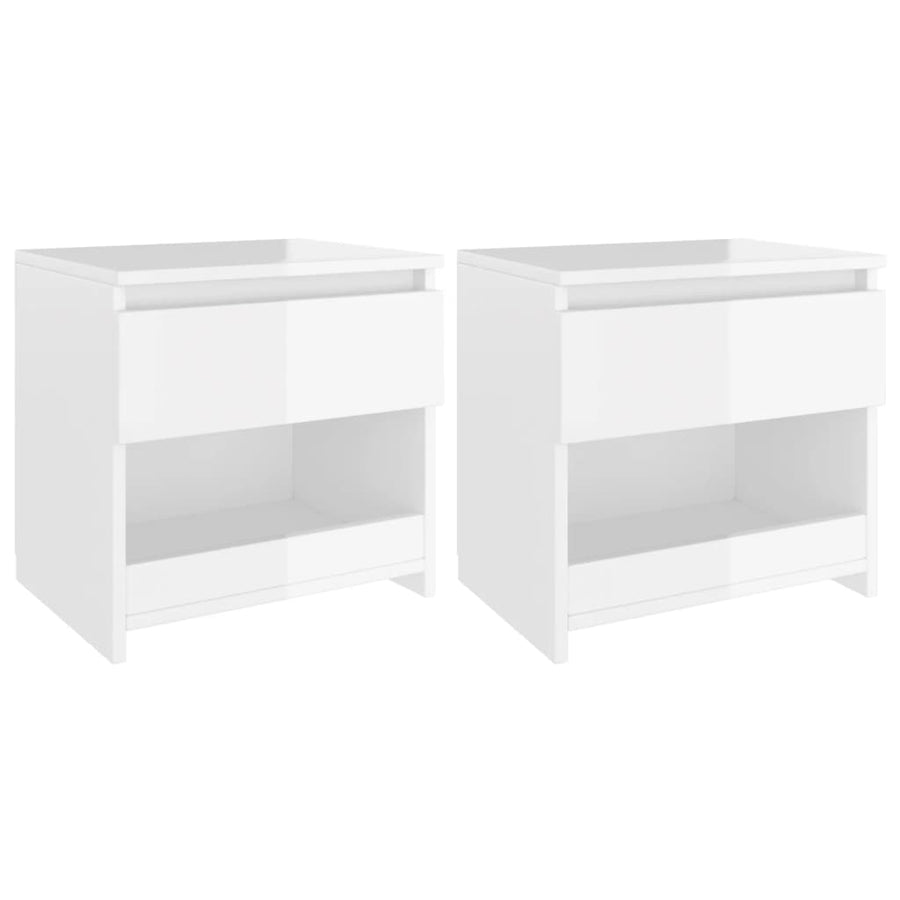 Nachtkastjes 40X30X39 Cm Spaanplaat 2 Hoogglans wit