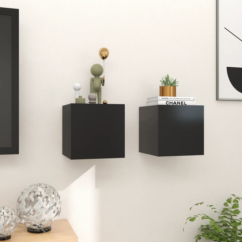 Tv-Wandmeubelen 30,5X30X30 Cm 2 Zwart