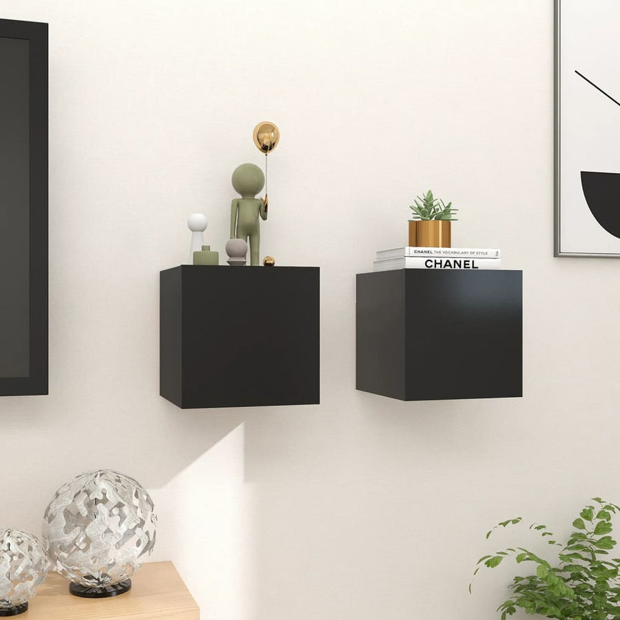 Tv-Wandmeubelen 30,5X30X30 Cm 2 Zwart